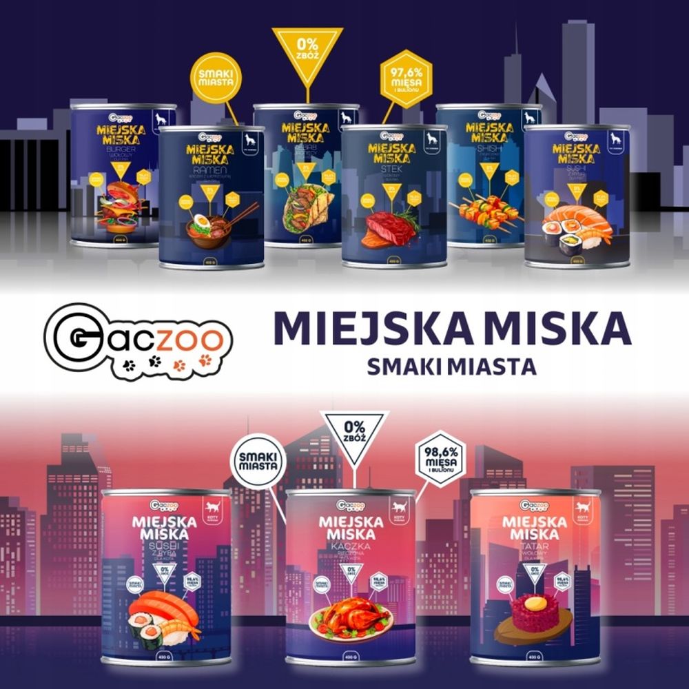 Gaczoo Miejska Miska karma mokra dla psa Sushi z łososiem Style 800g